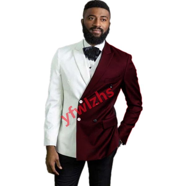 Bella giacca bicolore Abiti da uomo Smoking dello sposo in velluto Groomsmen Wedding Prom Man Blazer (giacca + pantaloni + cravatta) Y522