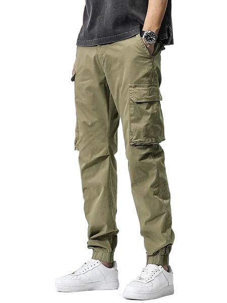 

men solid flap pocket pants d8xi#, Black