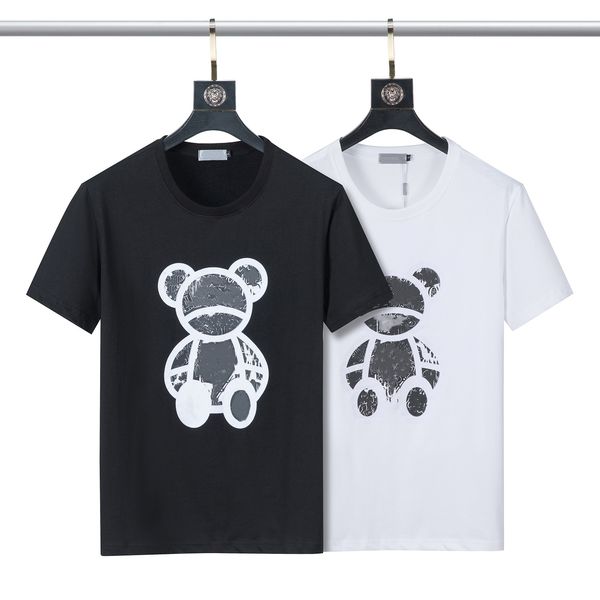 

luxury casual mens t shirt new wear designer short sleeve 100% cotton wholesale black and white size m~3xl 01, White;black