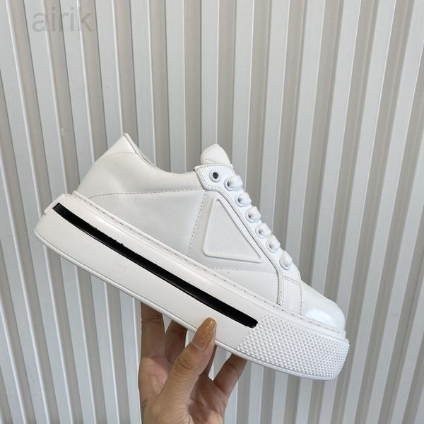 

re-nylon and brushed leather designers sneakers for women casual shoes thick platform sole womens black white blue desert beige sneaker