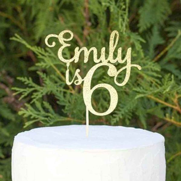 Nome personalizzato Numero Happy Regali personalizzati per bambini Giorni Glitter Wood Cake Topper Decorazioni per feste 220618