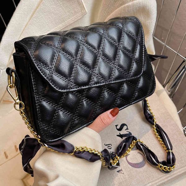 

feeling small bag female ins minority 2022 new style this year's popular autumn and winter texture rhombic lattice chain msenger