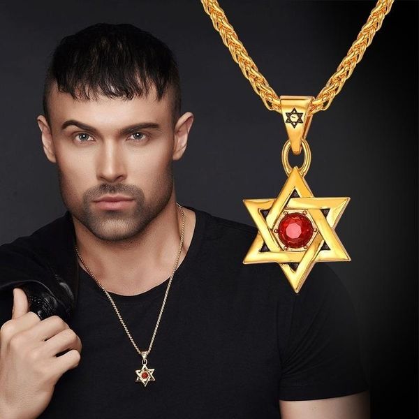 

pendant necklaces fashion simple and mysterious style star of david gold-plated chain necklace men women amulet jewelry, Silver