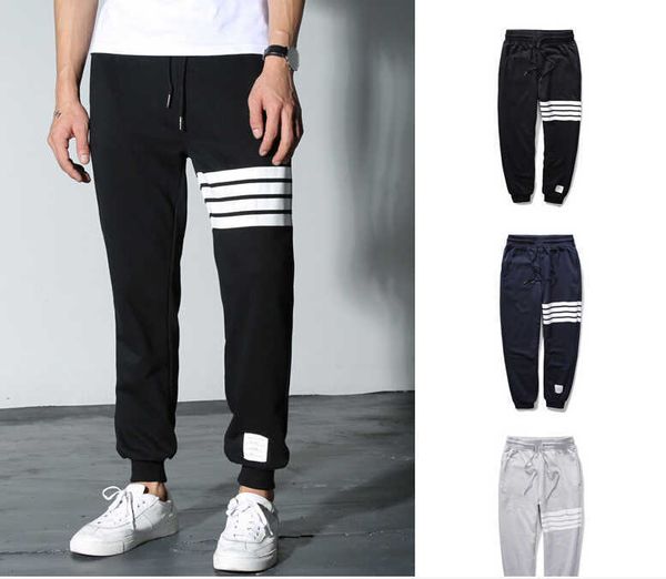 

wholesale- new exclusive distribution thom brown classic red and blue striped webbing folding tooling twill trousers cropped pants men, Black