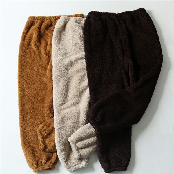 

winter flannel mens sleep bottoms thicken warm sweatpants pajamas pants comfort slacks pijamas couple casual trousers 201109, Black;brown