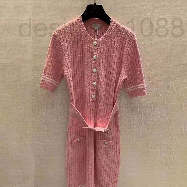 

women's sweaters designer 2022 spring new women's small fragrance wind waist closing round neck pocket wool knitted short sleeve s, White;black