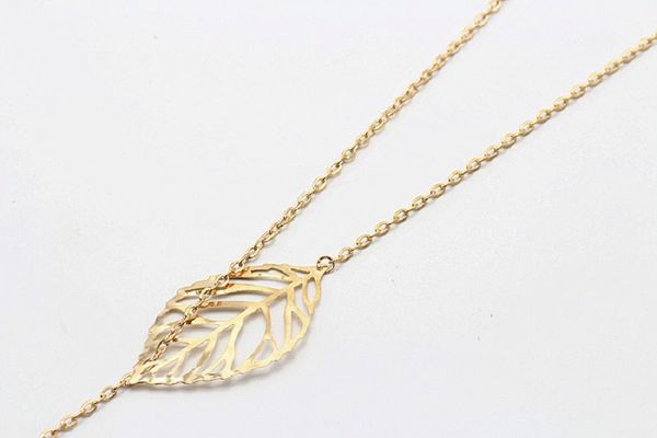 

10pcs horizontal sideways leaf vein foliage necklaces hollow fallen tree-leaf bookmarks nature venation necklaces for women, Silver