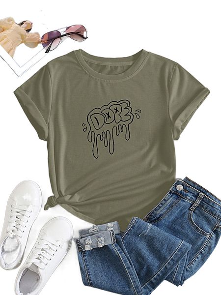 

letter graphic round neck tee y5kk#, White