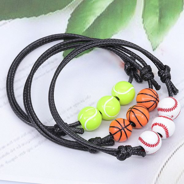 Mode Acrylperlen Sport Ball Armband Basketball Baseball Tennis Rugby Design Armbänder Spacer Perlen Armband DIY Juwely Klassisch