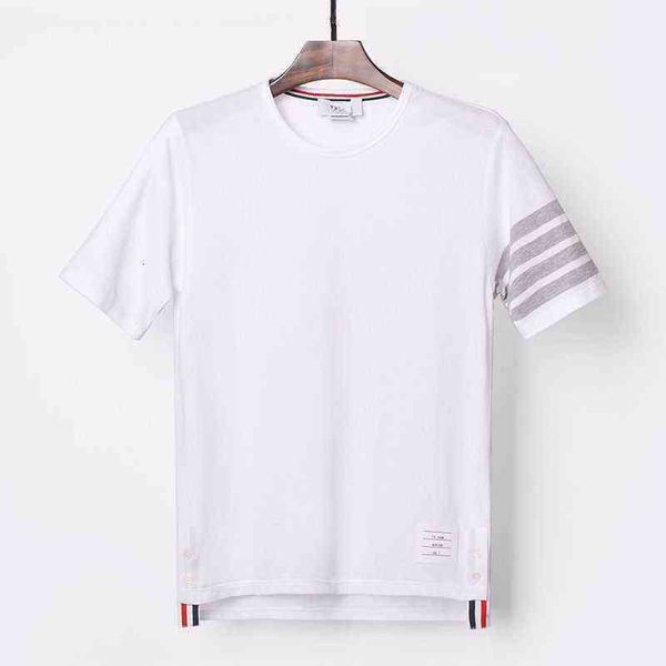 

high level tb brand casual round neck short sleeve t-shirt men's and women's yarn dyed leisure and entertainment all-match unique, White;black
