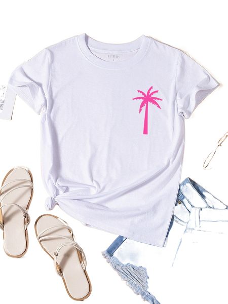 

coconut tree print tee j0vt#, White