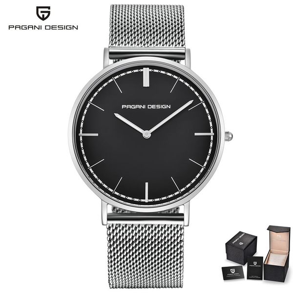 

pagani design 2022 new ultra thin fashion male wristwatch stainless steel business waterproof men watch simple saat dropshipping, Slivery;brown