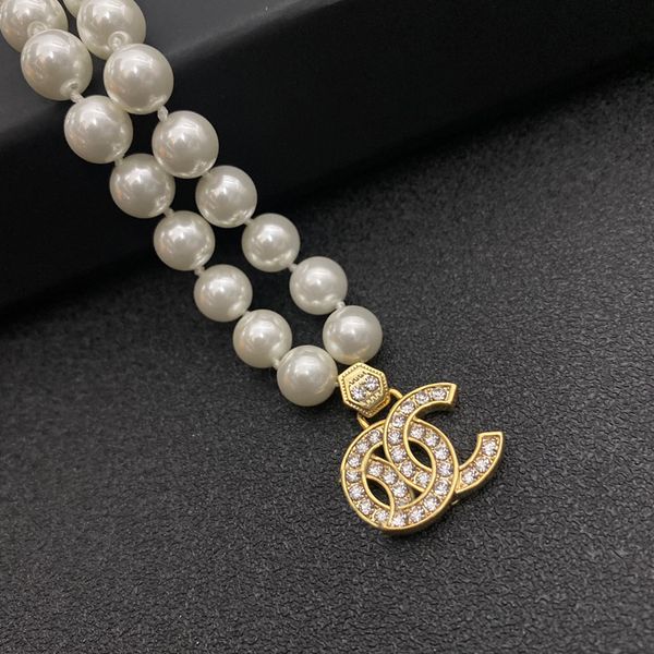 

fashion women luxury designer necklace choker pendant chain crystal 18k gold plated brass copper c-letter necklaces statement jewelry, Silver