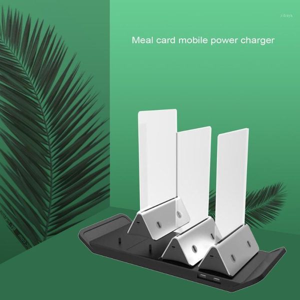 Ganci Rotaie Power Bank Pasto Caricatore mobile di marca Base di ricarica 4 fori con USB a quattro porte Nero