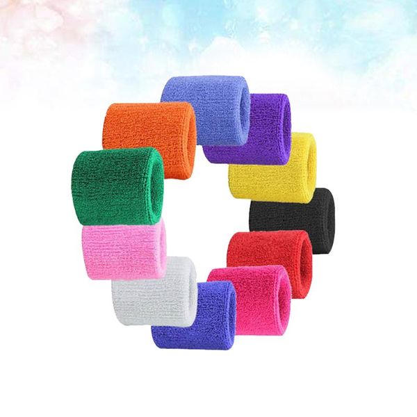 Gürtel 12 Stück Armbänder elastische Frottee Baumwolle Handgelenk Schweißbänder für Fußball Tennis Squash BadmintonGürtel