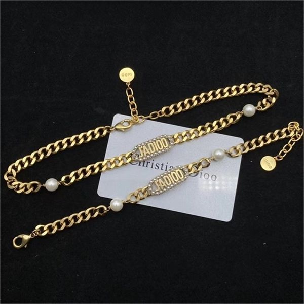 

2022 20% off designer jewelry d di ja letter pearl necklace old fashion simple temperament female necklace jewelry, Silver