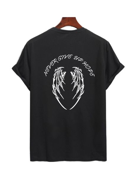 

men wings & slogan print tee l1fm#, White;black