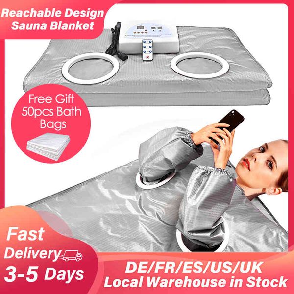 

infrare sauna blanket with bags for loss weight and thermal detox slimming heating sleeves home 110v 220v