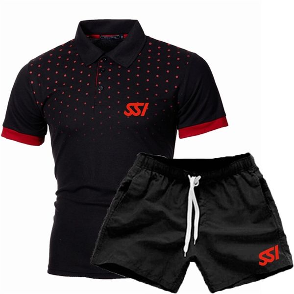 

summer scuba schools international ssi print set customizable men polo-shirtshorts set critically acclaimed 220620, White;black