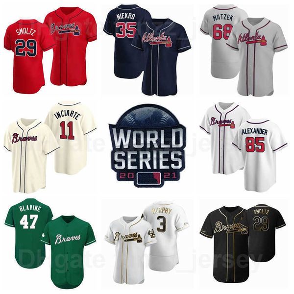 

world series 2021 baseball jerseys 29 john smoltz 3 dale murphy 49 rocker 47 glavine flexbase cool base pullover navy blue red white grey be, Blue;black