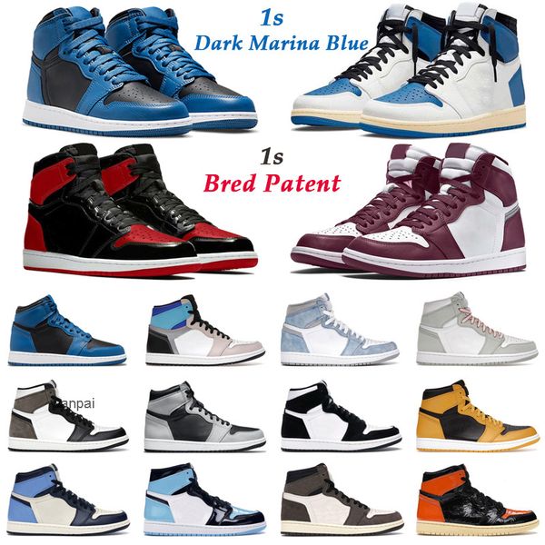 

basketball shoes 1s dark marina blue 1 high og bred patent bordeaux prototype hyper royal university blue unc mens trainers sport sneakers