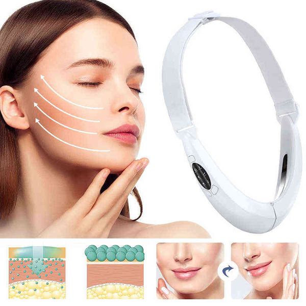 Dispositivo di sollevamento facciale EMS LED Photon Therapy Massaggiatore dimagrante viso Doppio mento Riduttore V Line Lift Cintura Forma 220512