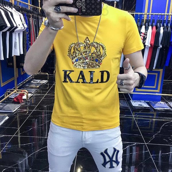 

men's t-shirts designer diamond crown short sleeve t-shirt men's fashion brand t-shirt trend versatile 2022 summer new half ifl1, White;black