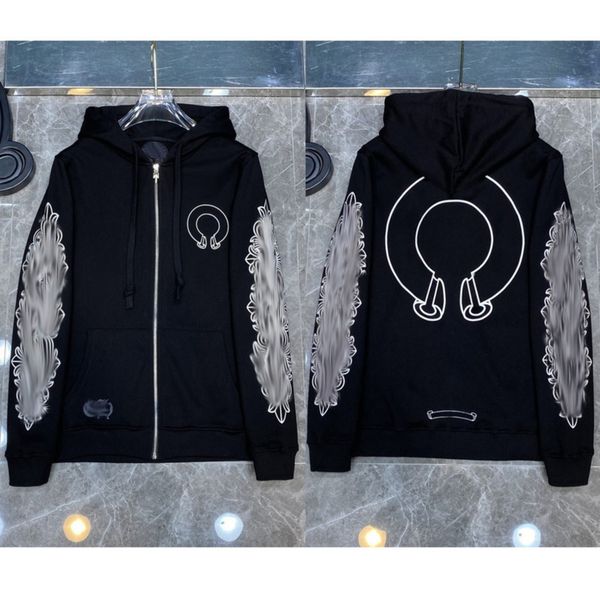

classic brand mens hoodies designer fashion ch sweatshirts horseshoe cross print jacket women casual quality luxury pullover hooded loose h, Black