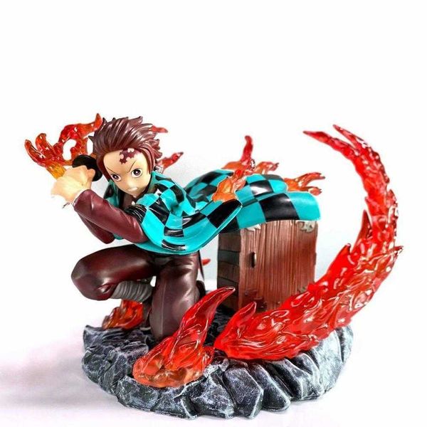 

anime japan demon slayer kimetsu no yaiba kamado tanjirou pvc action figure toy warrior model figual collectible model doll gift q0722