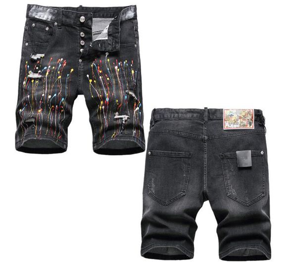 

men's jeans shorts denim men summer male short jean fashion designer short ripped mm11hf10d, Blue