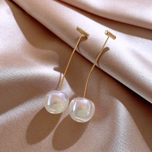 

new trendy earrings female minority design touching fish girl cherry personalized, Golden;silver