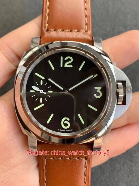 

selling watches 44mm x 17mm pam111 pam00111 sapphire glass leather bands cal.6497-2 movement mechanical hand-winding mens watch men's w, Slivery;brown