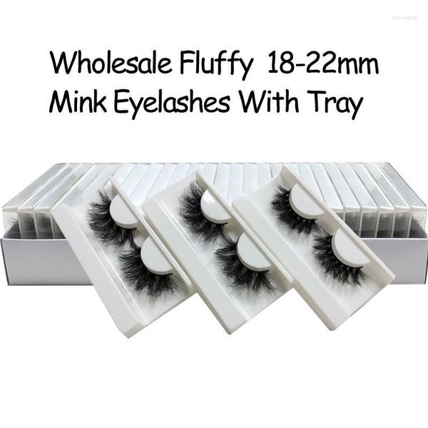 Cílios falsos cílios de 18 a 22 mm apenas com volume de bandeja 3D Real Mink Lashes Makeup Handmade Extensionfalsefalse Harv22