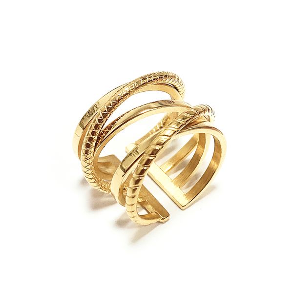 

fashion jewelry stainless steel 18k gold plated rings double heart cable ring female ring for woman accessories with jewelry pouches pochett, Golden;silver
