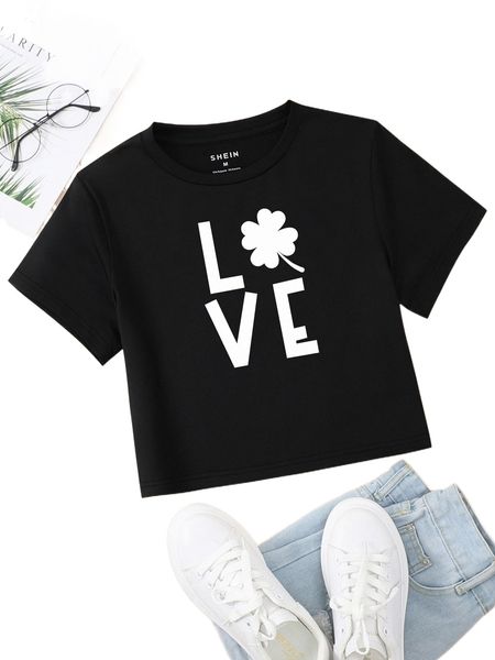 

clover & letter graphic tee p6la#, White