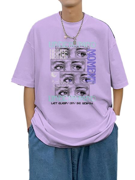 

men eyes and slogan graphic tee 06an#, White;black
