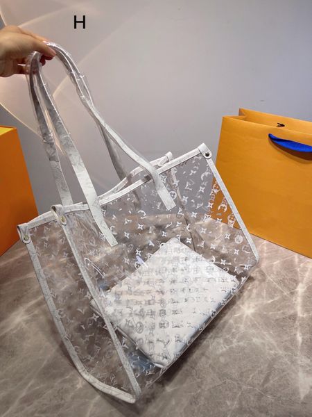 

jelly bag 2022 fashion designer bags transparent jelly tote bags ladies tote bag one shoulder crossbody large shopping bag 2 piece set pvc 1