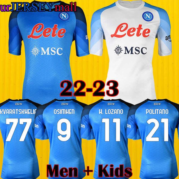 

22 23 napoli soccer jerseys maglia naples 2022 2023 zielinski anguissa olivera kvaratskhelia kids football shirt osimhen fabian lozano ssc, Black;yellow