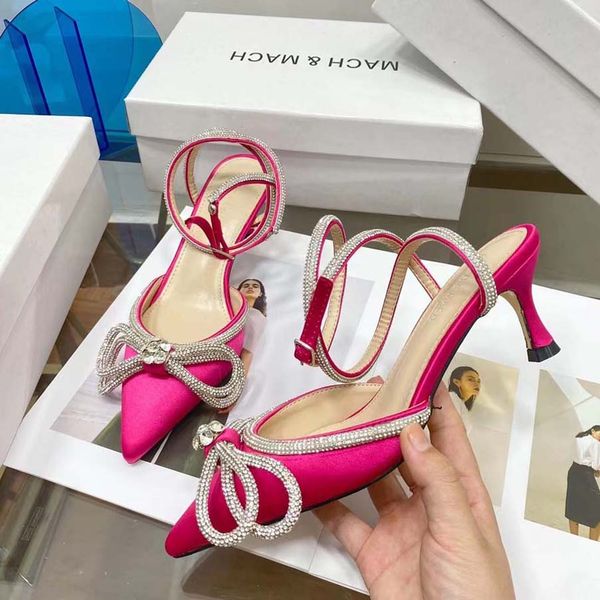 

high heel covered head flat sandals single shoes designer heels women summer new style pointed rhinestone bow tie cross strap satin 002, Black