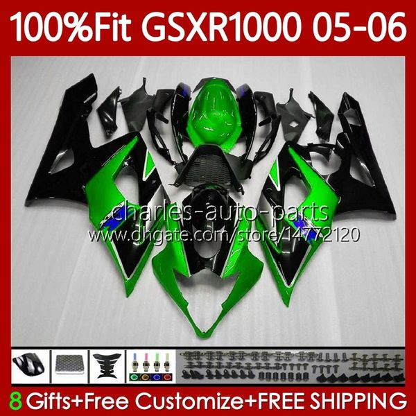 OEM Moto Corpo para Suzuki GSXR 1000 CC K5 GSX-R1000 2005 2006 Metal Green Bodywork 122No.48 GSXR-1000 GSXR1000 1000CC 05 06 GSX R1000 05-06 Molde de Injeção Kit