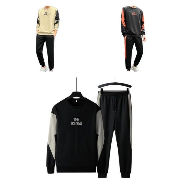 

men's tracksuits men's tracksuits letter 2 pcs/set fabulous all match br o neck men tracksuit two-piece for work, Gray