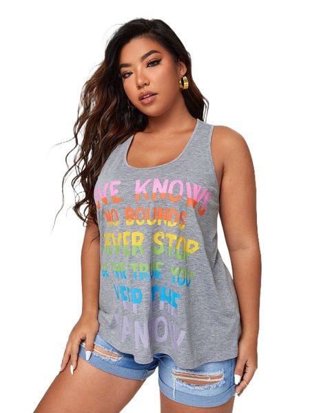 

plus slogan graphic tank t9dv#, Black