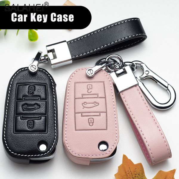 

leather car key case for peugeot 107 206 207 208 306 307 301 308s 407 2008 3008 4008 5008 rcz for citroen c1 c2 c3 c4 c5 ds3 ds4