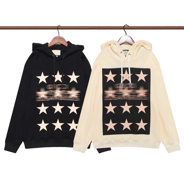 

brand hoodie fall winter cotton sweater hoodies ggity star print round neck hooded couple shirt fashion street pullover sweater loose t-shir, Black