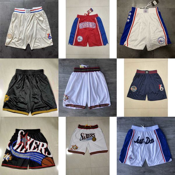 

philadelphia''76ers''men throwback basketball shorts pocket, Black