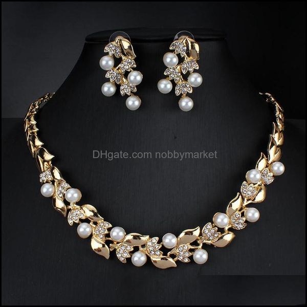 Orecchini di collana di perle d'imitazione Dubai Set di gioielli da sposa per abiti da donna Accessori Colori oro Drop Delivery 2021 Imposta L5M8K