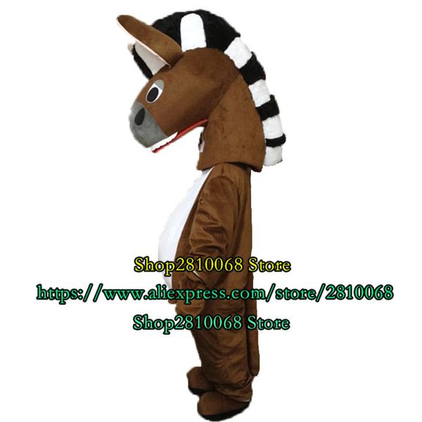 Costume da bambola mascotte Costume da mascotte cavallo marrone di alta qualità Cartone animato Anime Festa di compleanno Vestito operato Vestito da celebrazione del partito Taglia per adulti 114