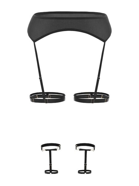 

plus 7pack plain mesh garter & leg ring p137#, Black;white