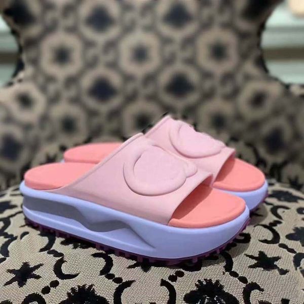 

2022 new style slippers sandal sliders macaron thick bottom non-slip soft bottom fashion g house slipper women wear beach flip-flops ins 05, Black