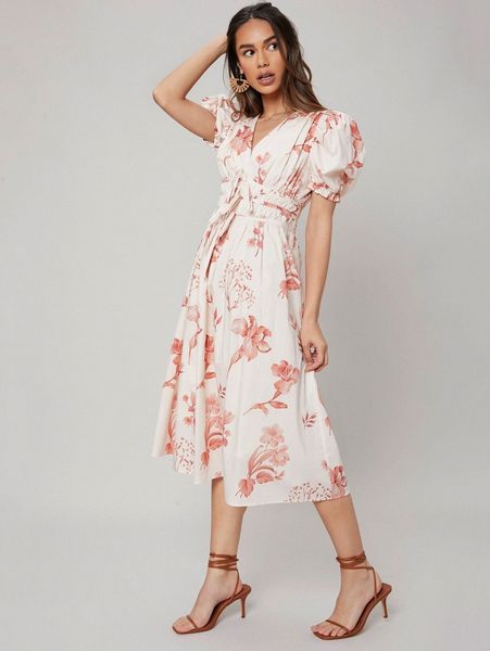 

viscose puff sleeve dress e3ke#, Black;gray